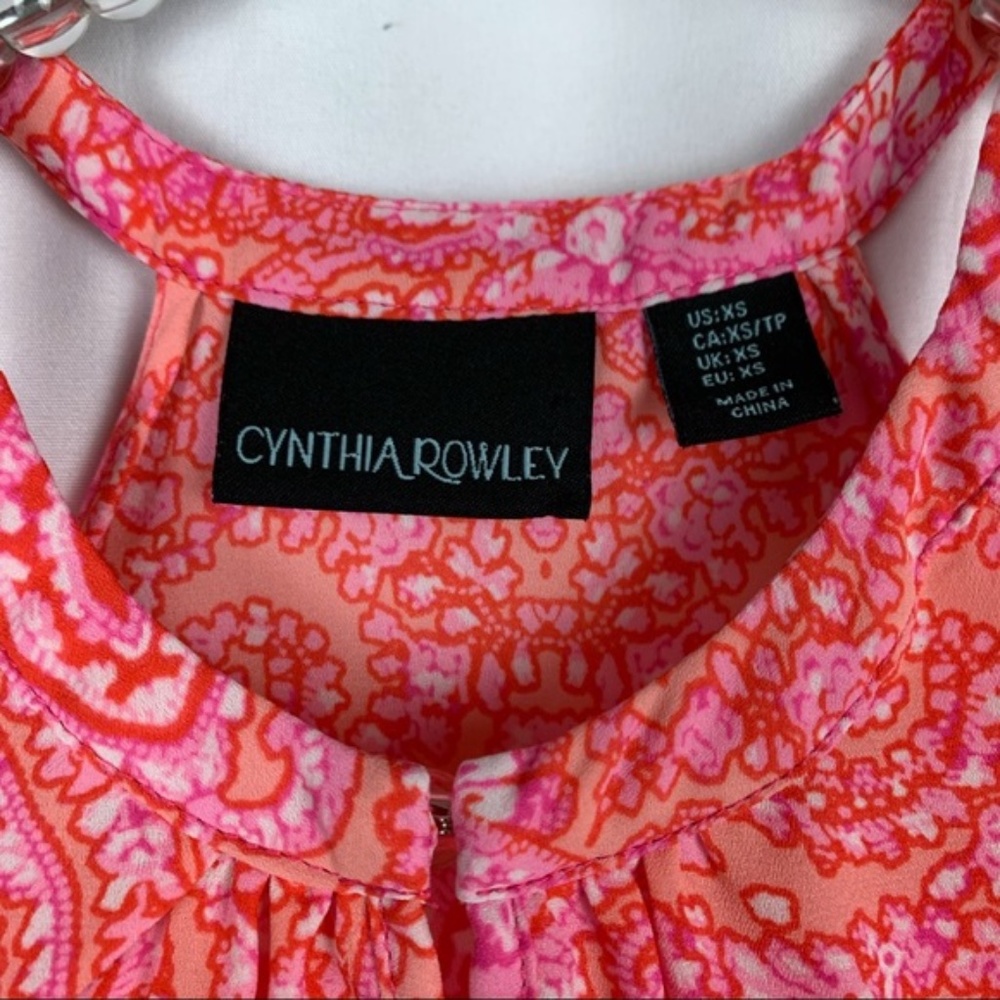 Cynthia Rowley pink paisley pattern tank top, S - Picture 3 of 8